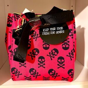 Betsey Johnson Skull Bones Zip Top Insulated Lunch Tote Box